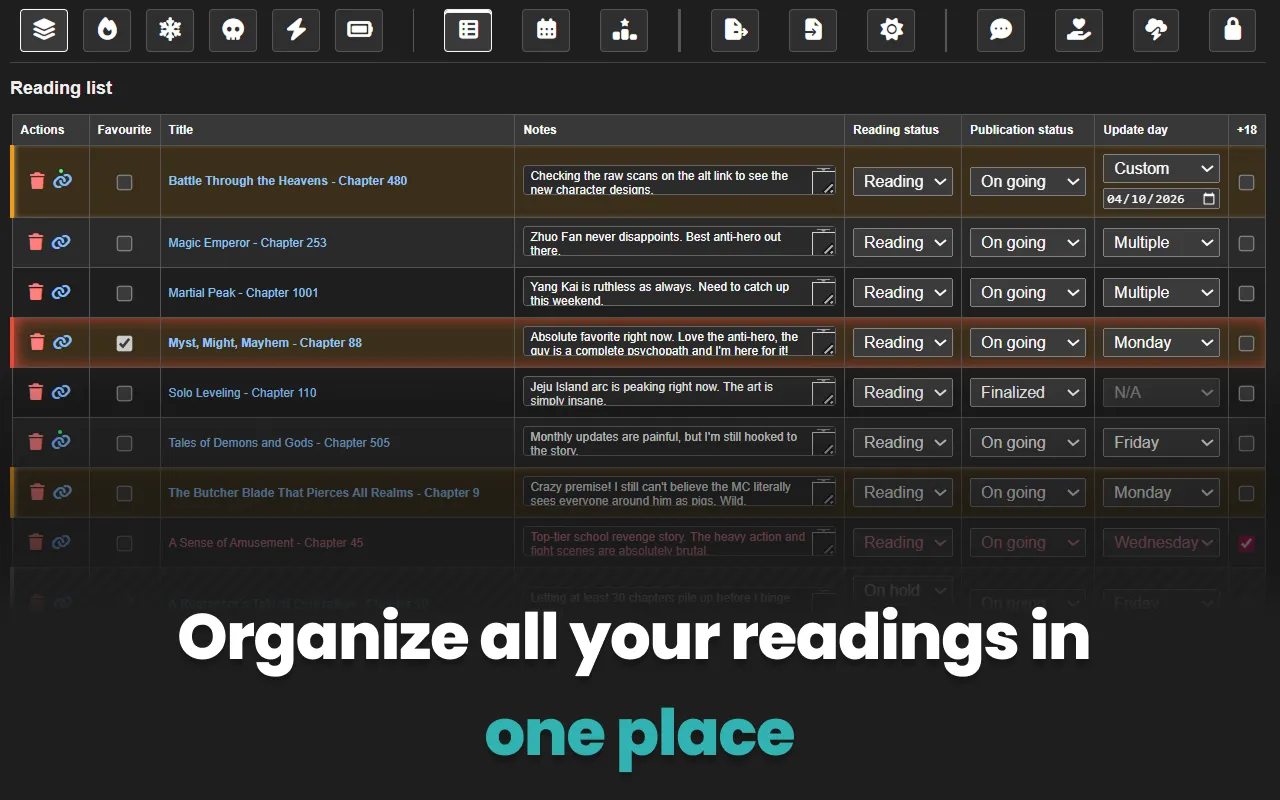 Screenshot of the 'Simple Manga Tracker (Published)' project